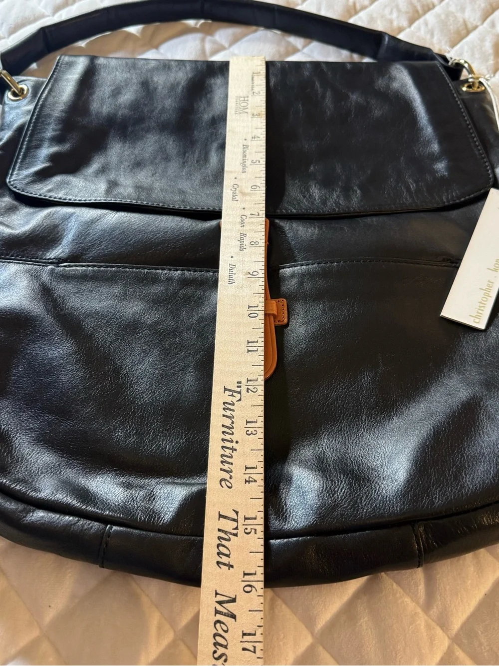NWT Christopher Kon Black Genuine Leather Slouch Hobo Shoulder Bag Braided Strap